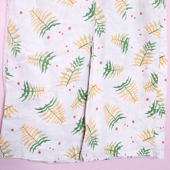 Anthropologie Lilka Linen Tropical Leaf Wide Leg Lounge Pants - Picture 8 of 13